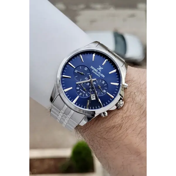 Kadranı Lacivert Kordonu Gümüş Renk Göstergeleri Aktif Fonksiyonlu Hediye Paketli Erkek Kol Saati