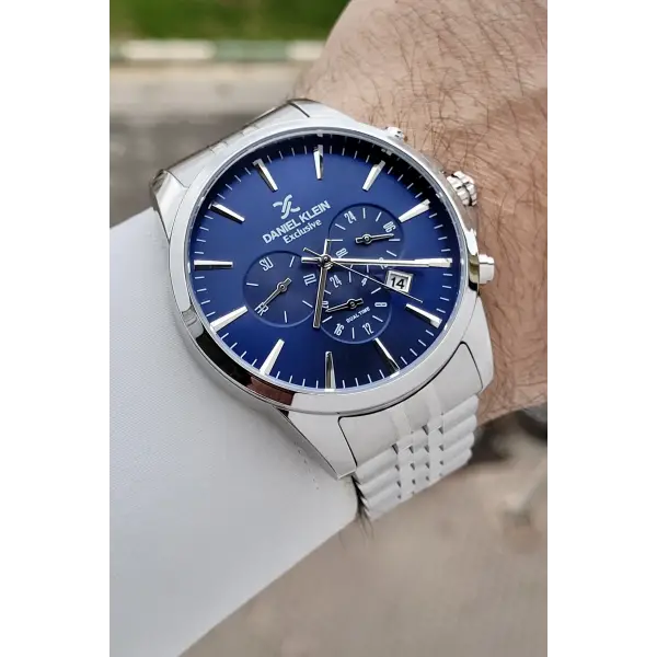 Kadranı Lacivert Kordonu Gümüş Renk Göstergeleri Aktif Fonksiyonlu Hediye Paketli Erkek Kol Saati