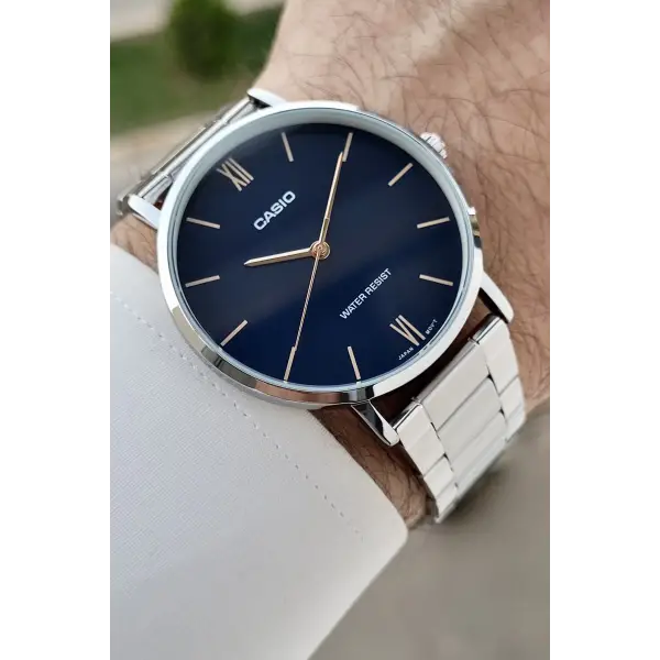 Casio CSISTE183 Kadranı Lacivert Kordonu Gümüş Renk Hediye Paketli Erkek Kol Saati