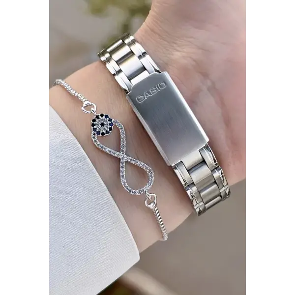 Casio CSISTE154 Kadranı Lacivert Kordonu Gümüş Renk Kadın Kol Saati