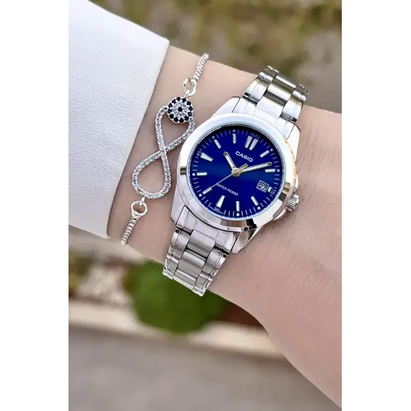 Casio CSISTE154 Kadranı Lacivert Kordonu Gümüş Renk Kadın Kol Saati