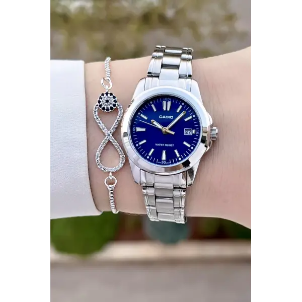 Casio CSISTE154 Kadranı Lacivert Kordonu Gümüş Renk Kadın Kol Saati
