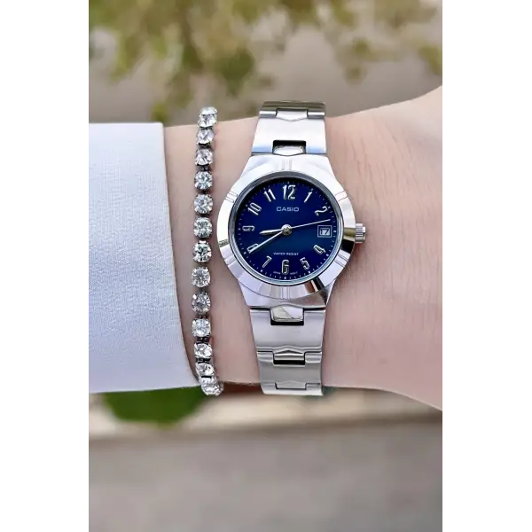 Casio CSISTE106 Kadranı Lacivert Kordonu Gümüş Renk Hediye Paketli Kadın Kol Saati