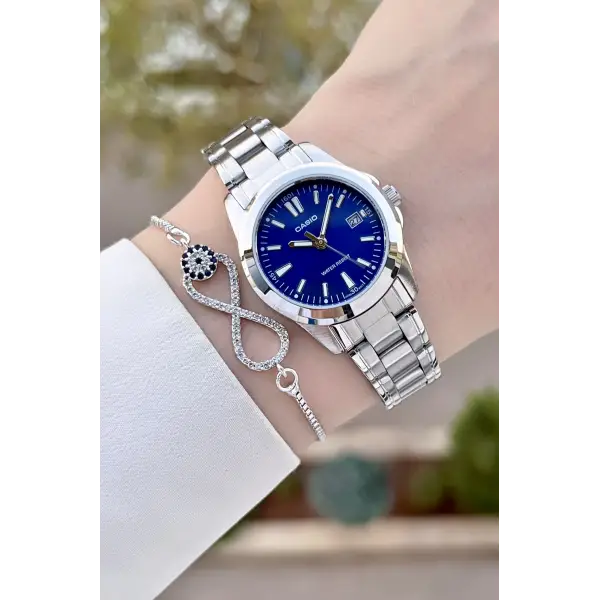 Casio CSISTE154 Kadranı Lacivert Kordonu Gümüş Renk Kadın Kol Saati