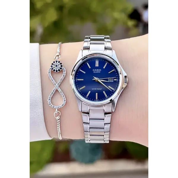 Casio CSISTE63 Kadranı Lacivert Kordonu Gümüş Renk Hediye Paketli Kadın Kol Saati