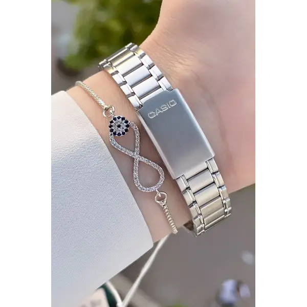 Casio CSISTE63 Kadranı Lacivert Kordonu Gümüş Renk Hediye Paketli Kadın Kol Saati