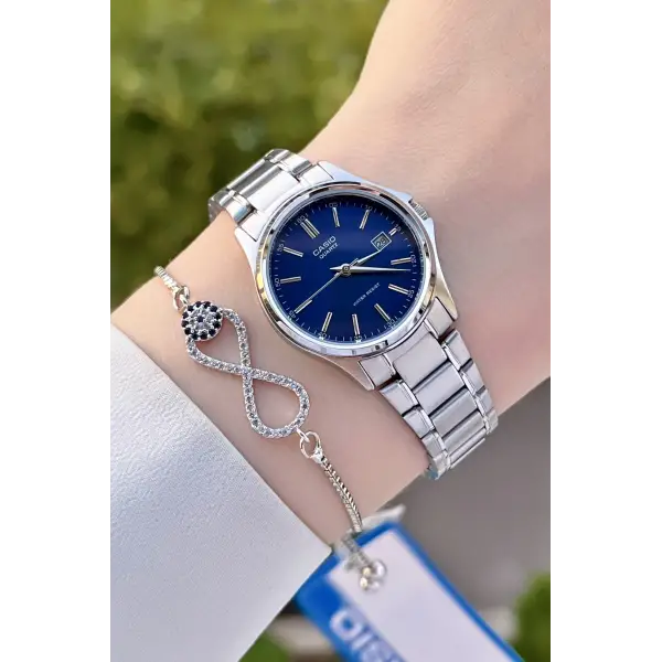 Casio CSISTE63 Kadranı Lacivert Kordonu Gümüş Renk Hediye Paketli Kadın Kol Saati