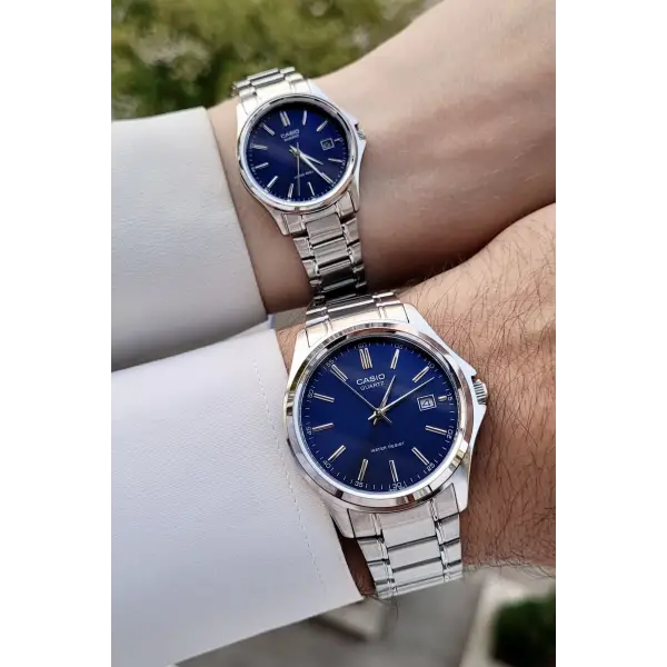 Casio CSISTE79 Kadranı Lacivert Kordonu Gümüş Renk Hediye Paketli Sevgili Çift Kol Saati