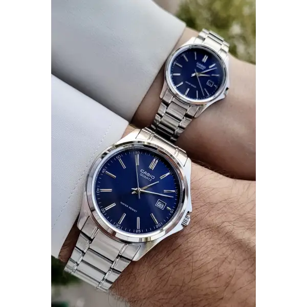 Casio CSISTE79 Kadranı Lacivert Kordonu Gümüş Renk Hediye Paketli Sevgili Çift Kol Saati
