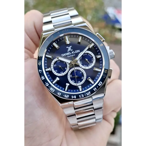 Daniel Klein DKISTE778 Kadranı Lacivert Kordonu Gümüş Renk İç Göstergeleri Aktif Erkek Kol Saati