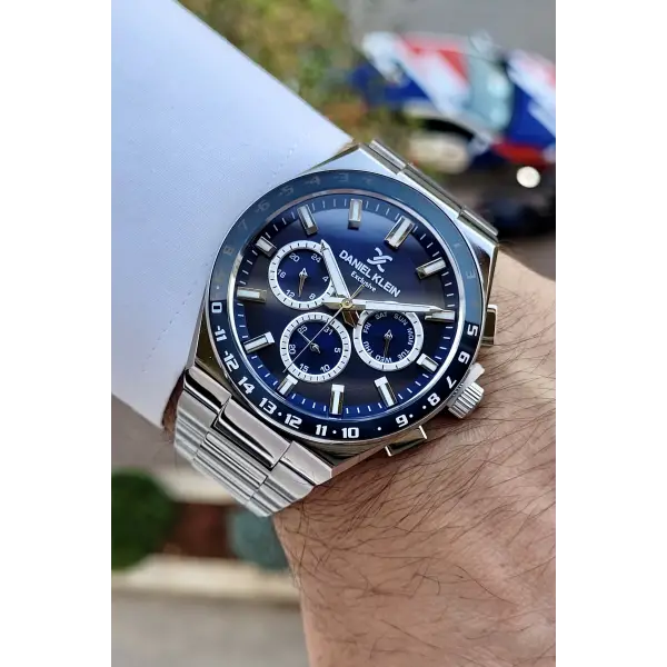 Daniel Klein DKISTE778 Kadranı Lacivert Kordonu Gümüş Renk İç Göstergeleri Aktif Erkek Kol Saati