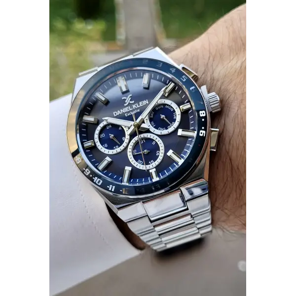Daniel Klein DKISTE778 Kadranı Lacivert Kordonu Gümüş Renk İç Göstergeleri Aktif Erkek Kol Saati