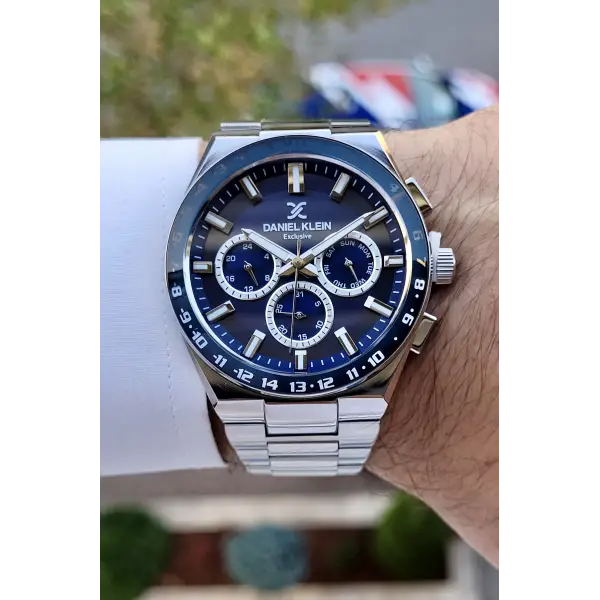 Daniel Klein DKISTE778 Kadranı Lacivert Kordonu Gümüş Renk İç Göstergeleri Aktif Erkek Kol Saati