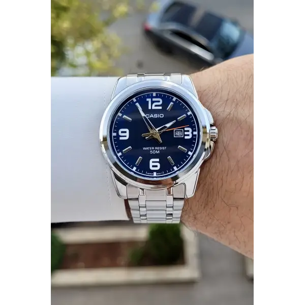 Casio Kadranı Lacivert Korodnu Gümüş Renk Hediye Paketli Erkek Kol Saati