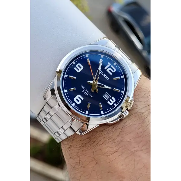 Casio Kadranı Lacivert Korodnu Gümüş Renk Hediye Paketli Erkek Kol Saati