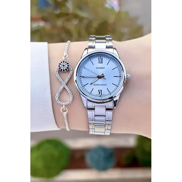 Casio CSISTE103 Kadranı Mavi Kordonu Gümüş Renk Hediye Paketli Kadın Kol Saati