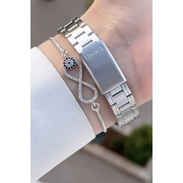Casio CSISTE103 Kadranı Mavi Kordonu Gümüş Renk Hediye Paketli Kadın Kol Saati