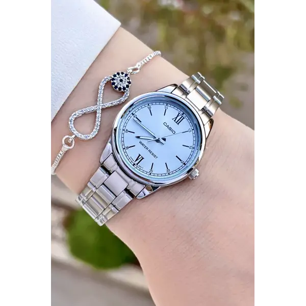 Casio CSISTE103 Kadranı Mavi Kordonu Gümüş Renk Hediye Paketli Kadın Kol Saati