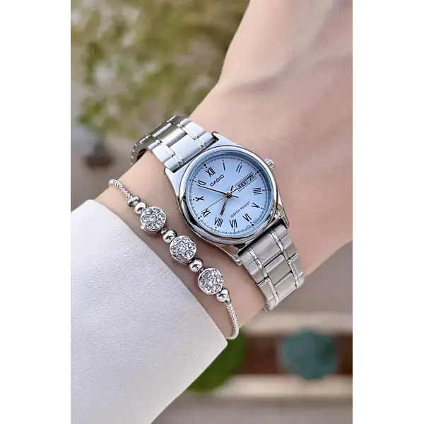 Casio CSISTE142 Kadranı Mavi Kordonu Gümüş Renk Takvimli Kadın Kol Saati