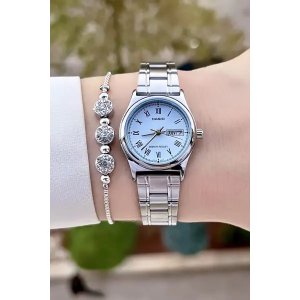 Casio CSISTE142 Kadranı Mavi Kordonu Gümüş Renk Takvimli Kadın Kol Saati