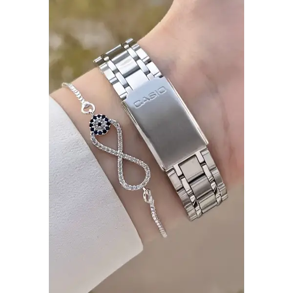 Casio CSISTE176 Kadranı Mavi Kordonu Metalik Renk 2 Yıl Garantili Kadın Kol Saati