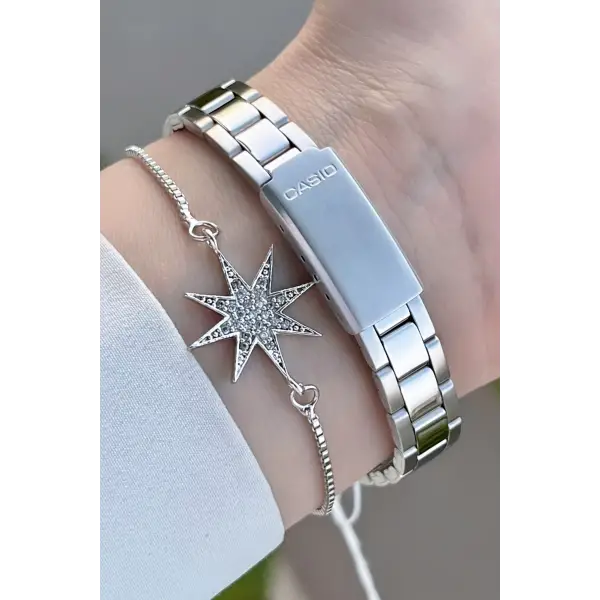 Casio CSISTE74 Kadranı Pembe Kordonu Gümüş Renk Hediye Paketli Kadın Kol Saati