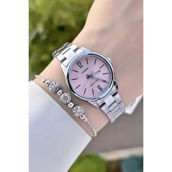 Casio CSISTE66 Kadranı Pembe Kordonu Gümüş Renk Hediye Paketli Kadın Kol Saati