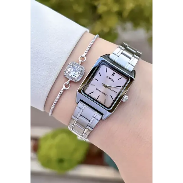 Casio CSISTE76 Kadranı Pembe Kordonu Gümüş Renk Hediye Paketli Kadın Kol Saati