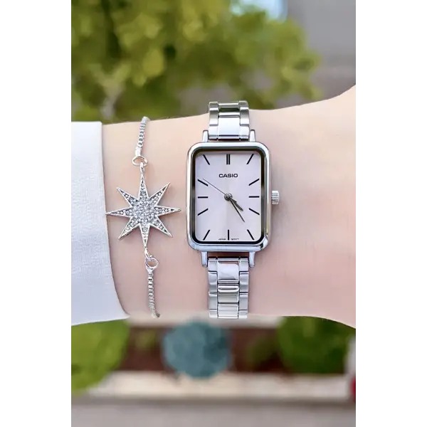 Casio CSISTE74 Kadranı Pembe Kordonu Gümüş Renk Hediye Paketli Kadın Kol Saati