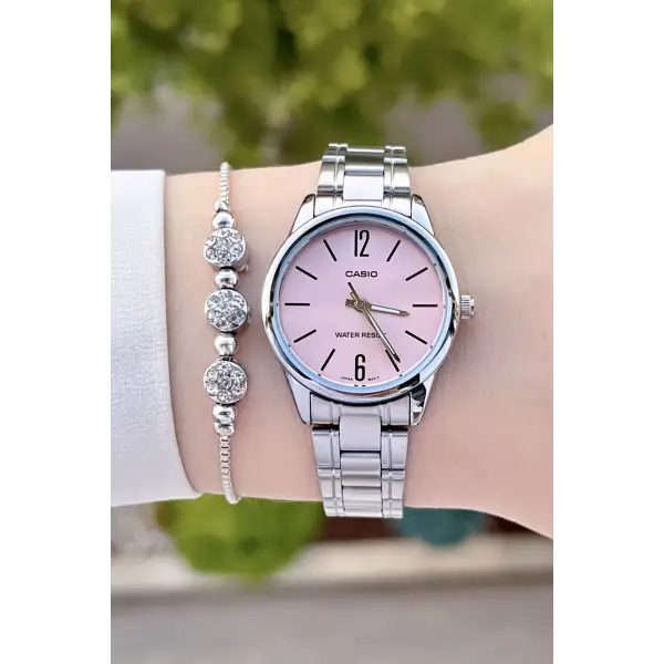 Casio CSISTE66 Kadranı Pembe Kordonu Gümüş Renk Hediye Paketli Kadın Kol Saati