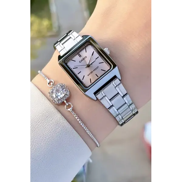 Casio CSISTE76 Kadranı Pembe Kordonu Gümüş Renk Hediye Paketli Kadın Kol Saati