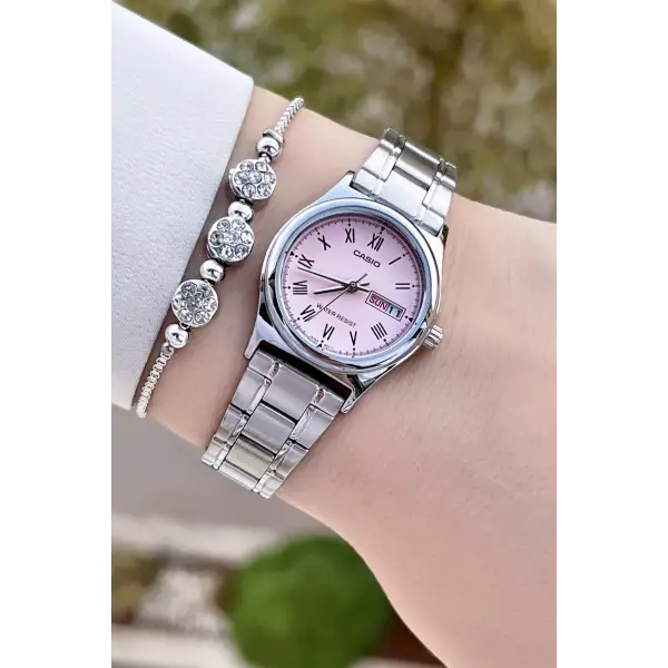 Casio CSISTE112 Kadranı Pembe Kordonu Gümüş Renk Takvimli Hediye Paketli Kadın Kol Saati