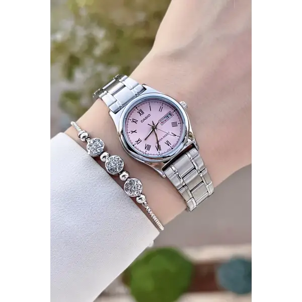 Casio CSISTE112 Kadranı Pembe Kordonu Gümüş Renk Takvimli Hediye Paketli Kadın Kol Saati