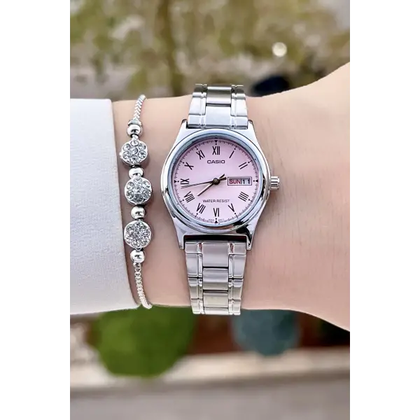 Casio CSISTE112 Kadranı Pembe Kordonu Gümüş Renk Takvimli Hediye Paketli Kadın Kol Saati