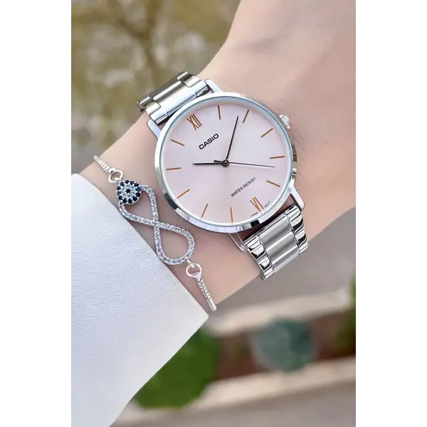 Casio CSISTE181 Kadranı Pembe Kordonu Metalik Renk 2 Yıl Garantili Kadın Kol Saati