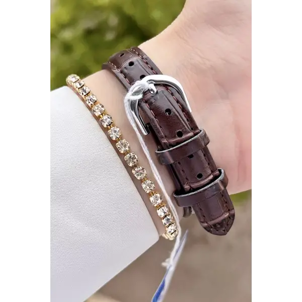 Casio CSISTE46 Kadranı Sarı Kordonu Kahverengi Renk Hediye Paketli Kadın Kol Saati