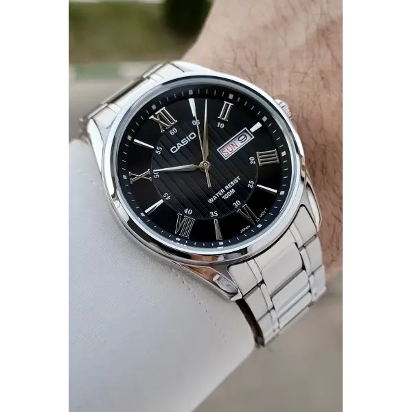 Casio CSISTE210 Casio Kadranı Siyah Kordonu Gümüş Renk Erkek Kol Saati