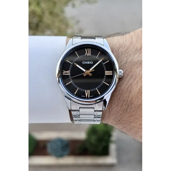 Casio CSISTE103 Kadranı Siyah Kordonu Gümüş Renk Hediye Paketli Erkek Kol Saati