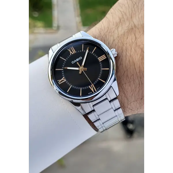 Casio CSISTE103 Kadranı Siyah Kordonu Gümüş Renk Hediye Paketli Erkek Kol Saati