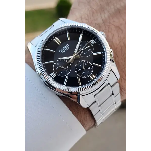 Casio CSISTE186 Kadranı Siyah Kordonu Gümüş Renk Hediye Paketli Erkek Kol Saati