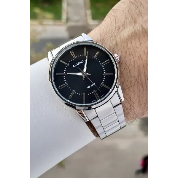 Casio CSISTE100 Kadranı Siyah Kordonu Gümüş Renk Hediye Paketli Erkek Kol Saati