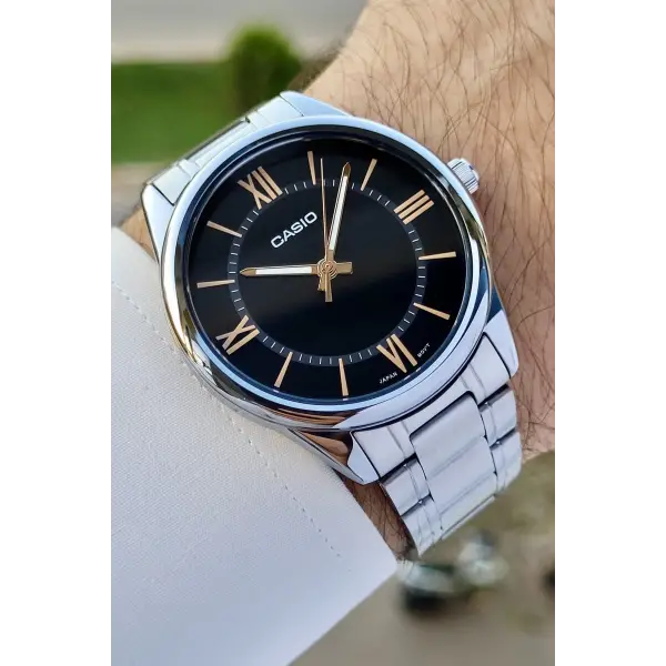 Casio CSISTE103 Kadranı Siyah Kordonu Gümüş Renk Hediye Paketli Erkek Kol Saati