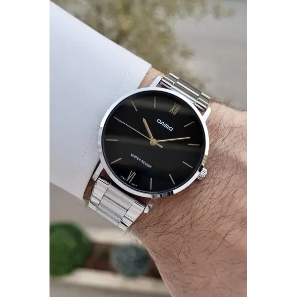 Casio CSISTE182 Kadranı Siyah Kordonu Gümüş Renk Hediye Paketli Erkek Kol Saati