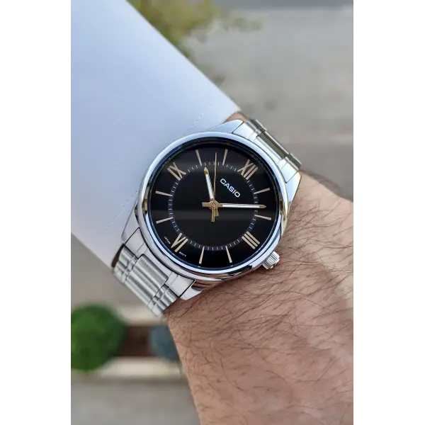 Casio CSISTE103 Kadranı Siyah Kordonu Gümüş Renk Hediye Paketli Erkek Kol Saati
