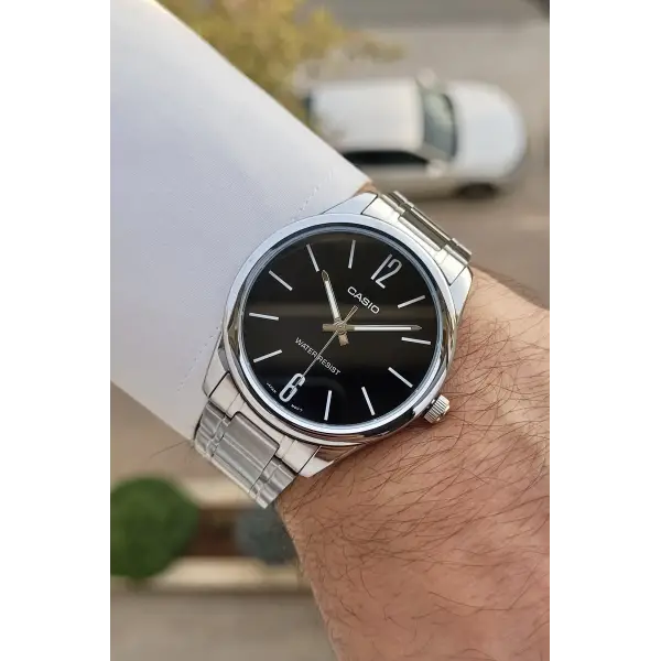 Casio CSISTE102 Kadranı Siyah Kordonu Gümüş Renk Hediye Paketli Erkek Kol Saati