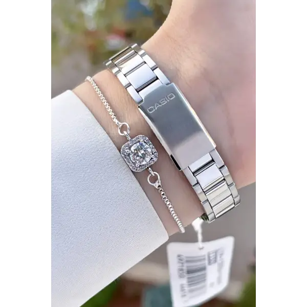 Casio CSISTE108 Kadranı Siyah Kordonu Gümüş Renk Hediye Paketli Kadın Kol Saati