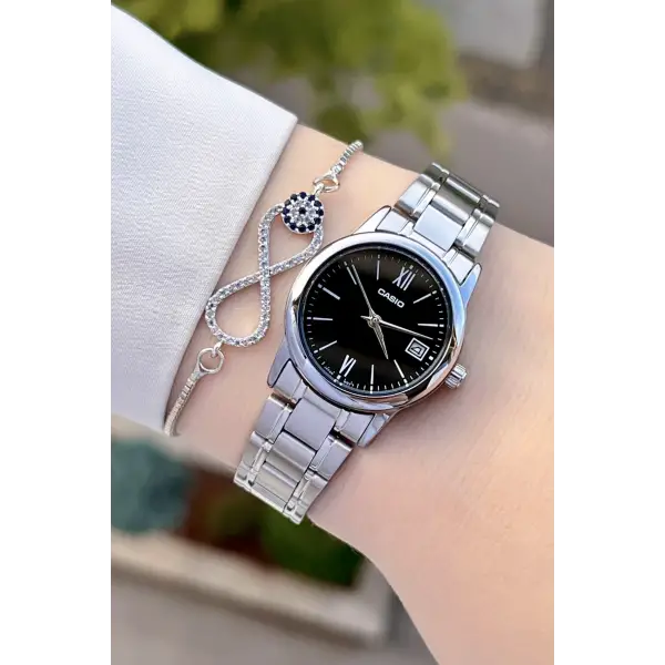 Casio CSISTE69 Kadranı Siyah Kordonu Gümüş Renk Hediye Paketli Kadın Kol Saati