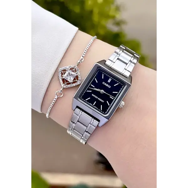 Casio CSISTE35 Kadranı Siyah Kordonu Gümüş Renk Hediye Paketli Kadın Kol Saati