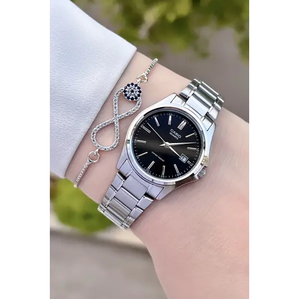 Casio CSISTE62 Kadranı Siyah Kordonu Gümüş Renk Hediye Paketli Kadın Kol Saati