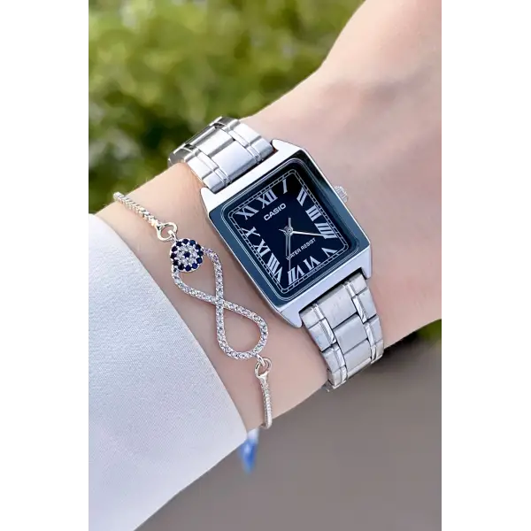 Casio CSISTE43 Kadranı Siyah Kordonu Gümüş Renk Hediye Paketli Kadın Kol Saati